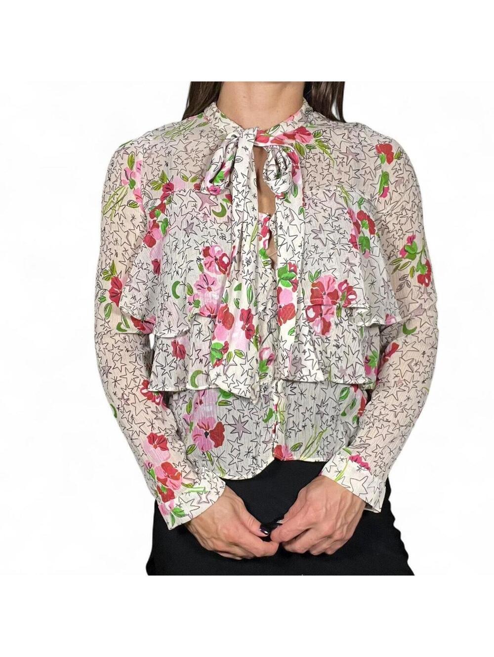 Zara Floral and Geometric Print Blouse Size XS